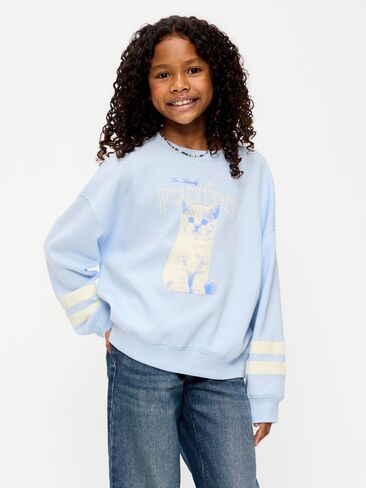 Old Navy Oversized Long-Sleeve Tunic Sweatshirt for Girls - Contrail in Kuwait