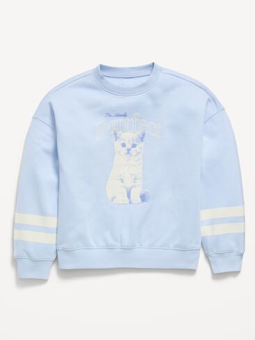 Old Navy Oversized Long-Sleeve Tunic Sweatshirt for Girls - Contrail in Kuwait