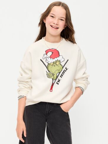 Old Navy Dr. Seuss™ Grinch Tunic Sweatshirt for Girls - Sea Salt in Kuwait