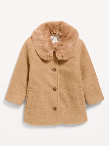 Old Navy Faux-Fur Collar Coat for Toddler Girls - Classic Camel in Kuwait