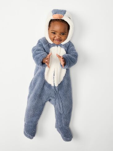 Old Navy Critter Sherpa Hooded Footed One-Piece for Baby - Penguin in Kuwait
