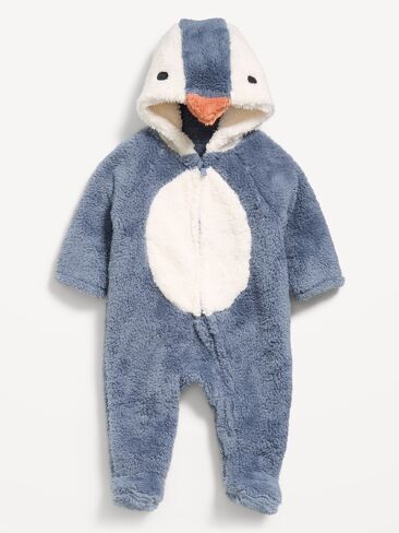 Old Navy Critter Sherpa Hooded Footed One-Piece for Baby - Penguin in Kuwait