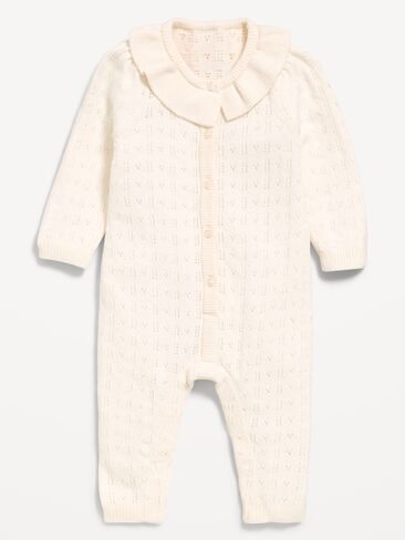 Old Navy Pointelle-Knit Button-Front One-Piece for Baby - Creme De La Creme in Kuwait