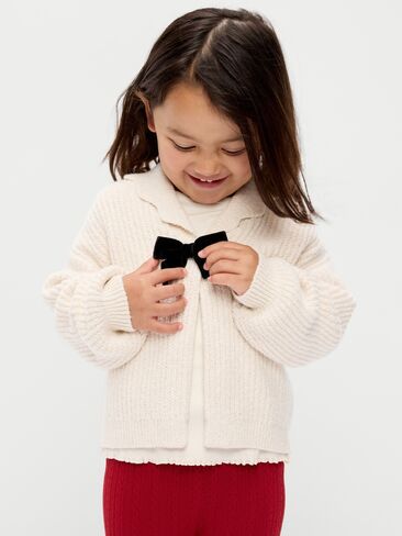 Old Navy SoSoft Bow-Front Collared Cardigan Sweater for Toddler Girls - Creme de la creme in Kuwait