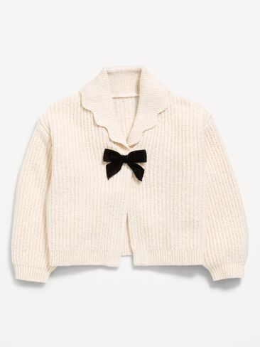 Old Navy SoSoft Bow-Front Collared Cardigan Sweater for Toddler Girls - Creme de la creme in Kuwait