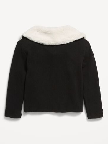 Old Navy Faux-Fur Collar Cardigan Sweater for Toddler Girls - Black Jack in Kuwait