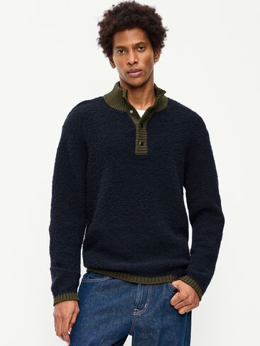 Old Navy Wool-Blend Snap-Button Pullover Sweater - In the Navy in Kuwait