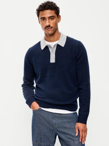 Old Navy Long-Sleeve Wool-Blend Polo Sweater - In the Navy in Kuwait