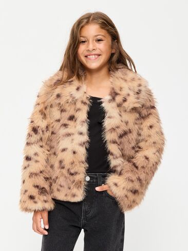 Old Navy Faux-Fur Jacket for Girls - Fair Beige in Kuwait