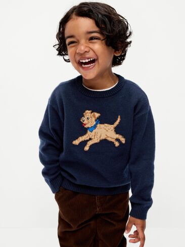 Old Navy SoSoft Oversized Graphic Sweater for Toddler Boys - Dogs in Kuwait