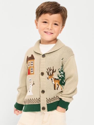 Old Navy Oversized Shawl-Collar Cardigan Sweater for Toddler Boys - Wish Bone in Kuwait