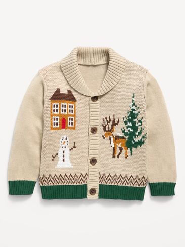 Old Navy Oversized Shawl-Collar Cardigan Sweater for Toddler Boys - Wish Bone in Kuwait