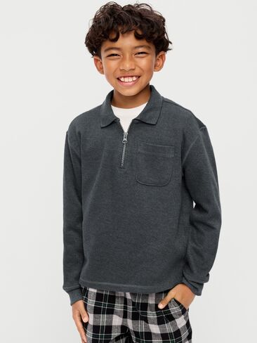Old Navy Collared Ribbed Quarter-Zip Sweater for Boys - Panther in Kuwait