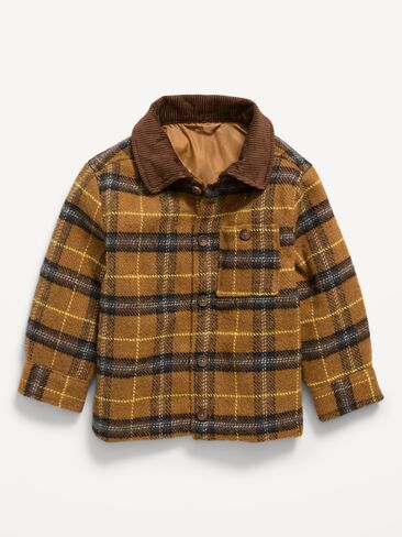 Old Navy Plaid Shacket for Toddler Boys - Holiday Brown Plaid in Kuwait