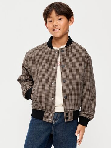 Old Navy Oversized Twill Bomber Jacket for Boys - Caramel Sugar in Kuwait