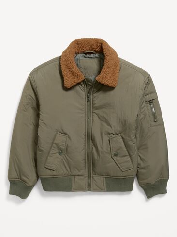 Old Navy Water-Resistant Sherpa-Collar Aviator Jacket for Boys - Loden in Kuwait
