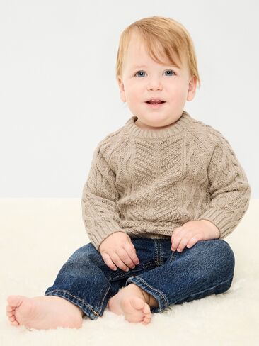 Old Navy Unisex Cable-Knit Sweater for Baby - Mushroom in Kuwait