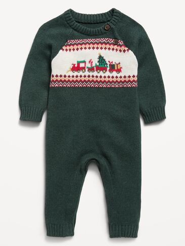Old Navy Long-Sleeve Fair Isle Sweater One-Piece for Baby - Dark Green in Kuwait