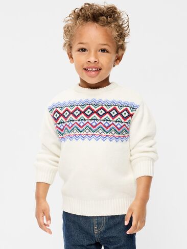 Old Navy Oversized Long-Sleeve Fair Isle Sweater for Toddler Boys - Sea Salt in Kuwait