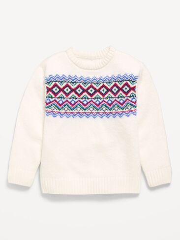 Old Navy Oversized Long-Sleeve Fair Isle Sweater for Toddler Boys - Sea Salt in Kuwait