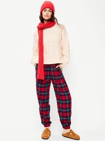Old Navy Flannel Pajama Joggers for Women - Red Plaid (Match the Fam!) in Kuwait