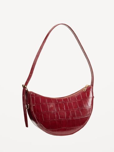 Old Navy Mini Croc-Embossed Crescent Shoulder Bag - Vintage Burgundy in Kuwait