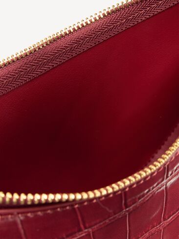 Old Navy Mini Croc-Embossed Crescent Shoulder Bag - Vintage Burgundy in Kuwait