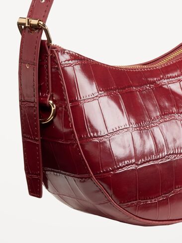 Old Navy Mini Croc-Embossed Crescent Shoulder Bag - Vintage Burgundy in Kuwait
