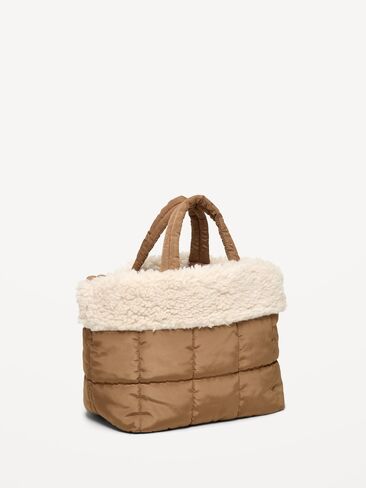 Old Navy Active Puffer Sherpa-Lined Mini Tote - Palomino in Kuwait
