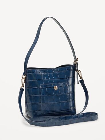 Old Navy Small Preppy Croc-Embossed Bucket Bag - Midnight in Kuwait