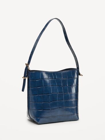 Old Navy Small Preppy Croc-Embossed Bucket Bag - Midnight in Kuwait