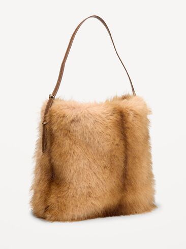 Old Navy Medium Faux-Fur Bucket Bag - Brown Animal in Kuwait