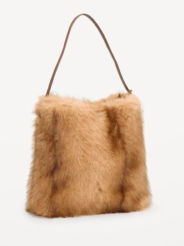Old Navy Medium Faux-Fur Bucket Bag - Brown Animal in Kuwait