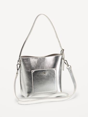 Old Navy Small Metallic Bucket Bag - Silver in Kuwait