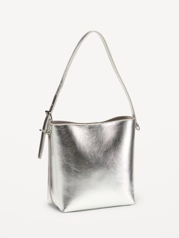 Old Navy Small Metallic Bucket Bag - Silver in Kuwait