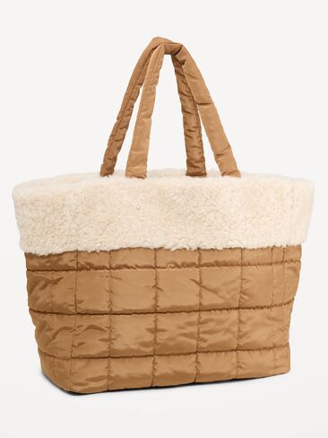 Old Navy Active Puffer Large Sherpa-Lined Tote - Palomino in Kuwait