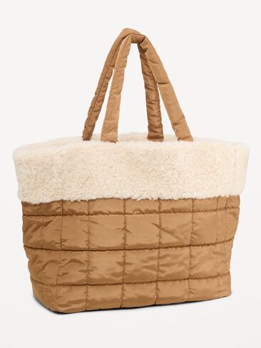 Old Navy Active Puffer Large Sherpa-Lined Tote - Palomino in Kuwait