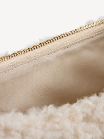 Old Navy Shearling Mini Crescent Bag - Ivory in Kuwait