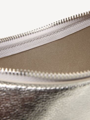 Old Navy Metallic Mini Crescent Bag - Silvery Silver in Kuwait
