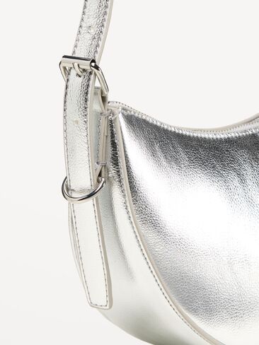 Old Navy Metallic Mini Crescent Bag - Silvery Silver in Kuwait