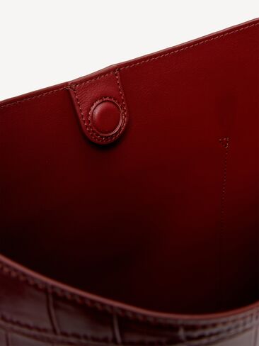 Old Navy Medium Croc-Embossed Bucket Bag - Vintage Burgundy in Kuwait