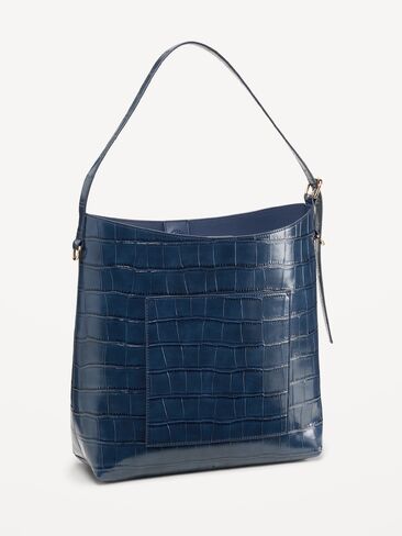 Old Navy Medium Croc-Embossed Bucket Bag - Midnight in Kuwait