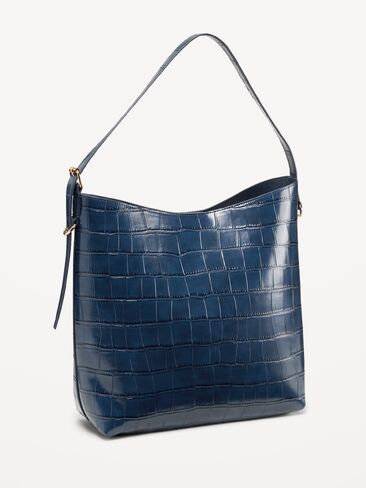 Old Navy Medium Croc-Embossed Bucket Bag - Midnight in Kuwait