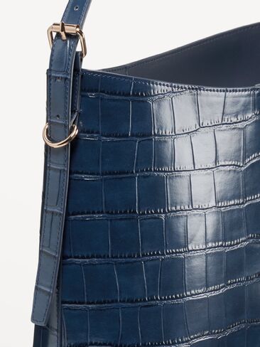 Old Navy Medium Croc-Embossed Bucket Bag - Midnight in Kuwait