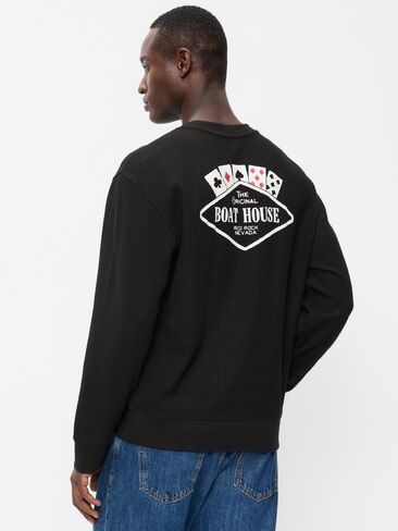 Old Navy Crew-Neck Waffle Graphic T-Shirt - Black Jack in Kuwait