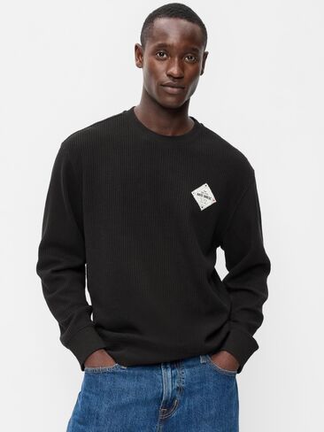 Old Navy Crew-Neck Waffle Graphic T-Shirt - Black Jack in Kuwait