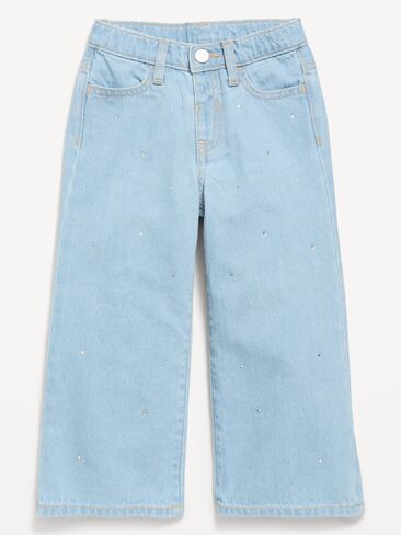 Old Navy Super Baggy Rhinestone Wide-Leg Jeans for Toddler Girls - Light Wash (Rhinestones) in Kuwait