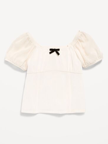 Old Navy Puff-Sleeve Velvet Top for Girls - Creme De La Creme in Kuwait
