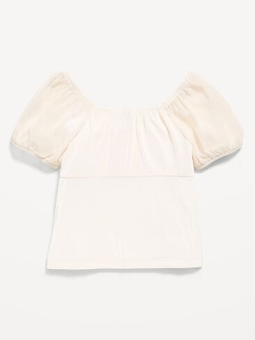 Old Navy Puff-Sleeve Velvet Top for Girls - Creme De La Creme in Kuwait