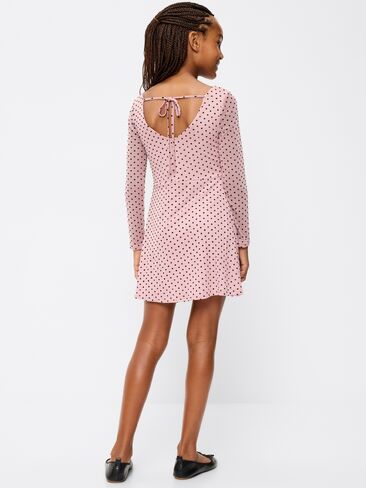 Old Navy Fit and Flare Polka-Dot Mesh Dress for Girls - Pink Dots in Kuwait